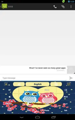 GO Keyboard Sweet Owl Theme android App screenshot 3